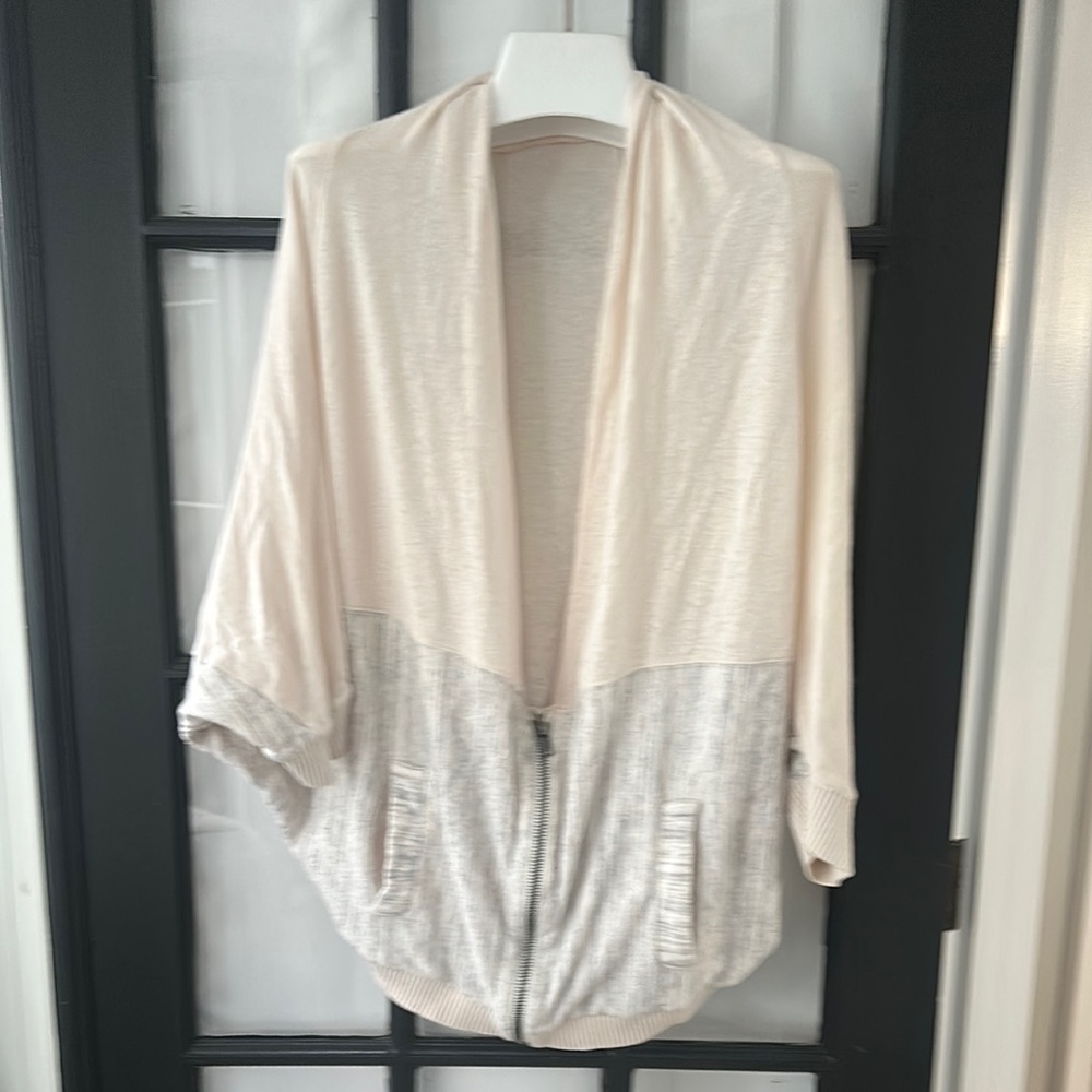 Moth linen French Terry zip font neutral jacket (M)